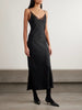 Barina lace-trimmed silk-twill midi dress