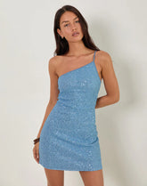 Hamal Mini Dress in Sequin Blue