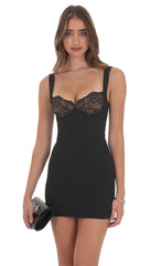 Black Lace Bust Bodycon Dress