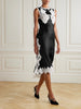 Lace-trimmed satin midi dress