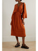Henrietta embroidered silk crepe de chine midi dress