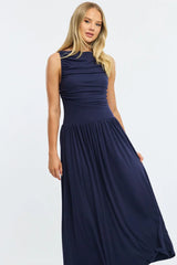 Blue Maxi Dress Boat Neck