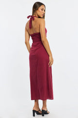 Red Halter Maxi Dress