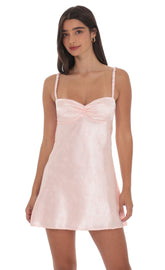 Jacquard Babydoll Dress in Baby Pink