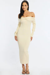 White Knit Dress Long Sleeve Maxi