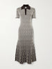 Striped ribbed wool midi dress