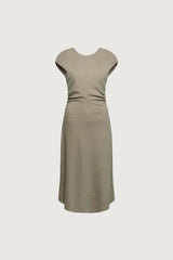 SLEEVELESS RUCHED WAIST MIDI DRESS