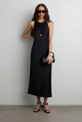 SLEEVELESS MIDI SATIN DRESS