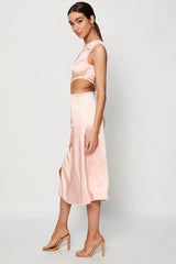Pink Midi Dress Satin