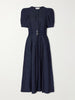 Patricia belted cotton and linen-blend denim midi dress