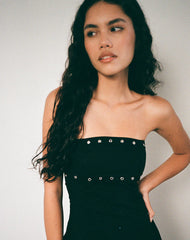 Kafridi Eyelet Mini Dress in Poplin Black