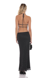 Black Polka Dot Cowl Neck Two-piece Set