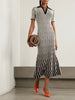 Striped ribbed wool midi dress