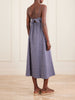 Thay gingham knot-detailed cut-out seersucker midi dress