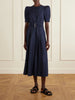 Patricia belted cotton and linen-blend denim midi dress