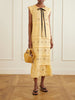 Kiki tie-detailed broderie anglaise-trimmed linen midi dress