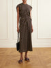 Ruched polka-dot silk-blend midi dress