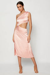 Pink Midi Dress Satin