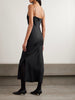 Barina lace-trimmed silk-twill midi dress
