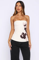 Lagoon Luxe Strapless Top Ink Flora