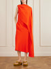 Cape-effect draped wool and silk-blend crepe midi dress
