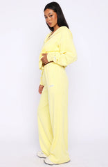 Causing Commotion Terry Wide Leg Sweatpants Lemon