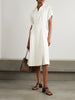 Embellished pleated woven midi dress