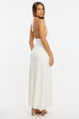 White Maxi Dress Halter Neck