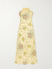 Floral-print bow-detailed halterneck silk-crepe midi dress