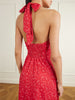 Jennah polka-dot recycled-crepe halterneck midi dress