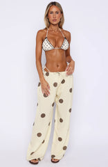Tropic Muse Pants Cream/Choc Polka Dot