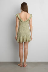 RUFFLED TRIM CHIFFON MINI DRESS