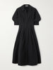 Jazz pleated cotton-blend poplin midi shirt dress