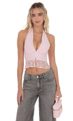 Pink V Neck Halter Top