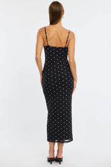Black Polka Dot Bodycon Dress Polka Dot Cowl Neck Maxi