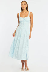 Blue Midi Dress Burn Out