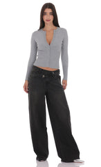 Cinched Knit Cardigan in Heather Gray