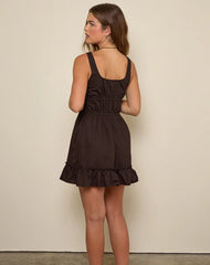 Shoyo Frill Mini Dress in Bitter Chocolate