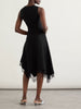 Asymmetric lace-trimmed woven midi dress