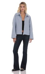 Sherpa Zip-Up Jacket in Light Blue