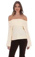 Oversized Knit Off Shoulder Jumper in Cream
