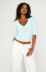 Little Bit Of Everything 3/4 Sleeve Top Baby Blue