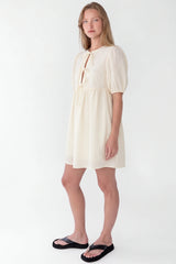 TIE-FRONT BABYDOLL MINI DRESS
