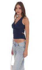 Twist Cross Back Top in Navy