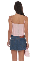 Ruched Mesh Top in Pink