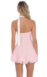 Pink Satin Strapless Dress