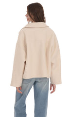 Cream Sherpa Zip-Up Jacket