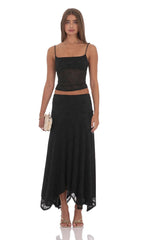 Sheer Lace Spaghetti Top in Black