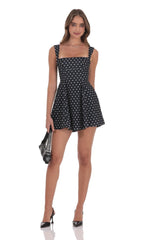 Black Polka Dot Fit-and-Flare Dress