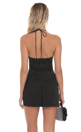 Black Pinstripe Mini Skirt